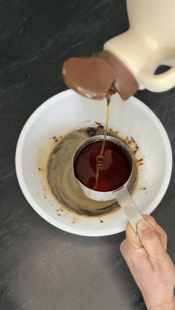 Canadian maple syrup used in frozen maple coffee drink.